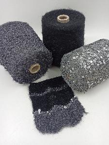 Набор для шарфа, альпака, меринос, мохер, пайетки, цвет черный